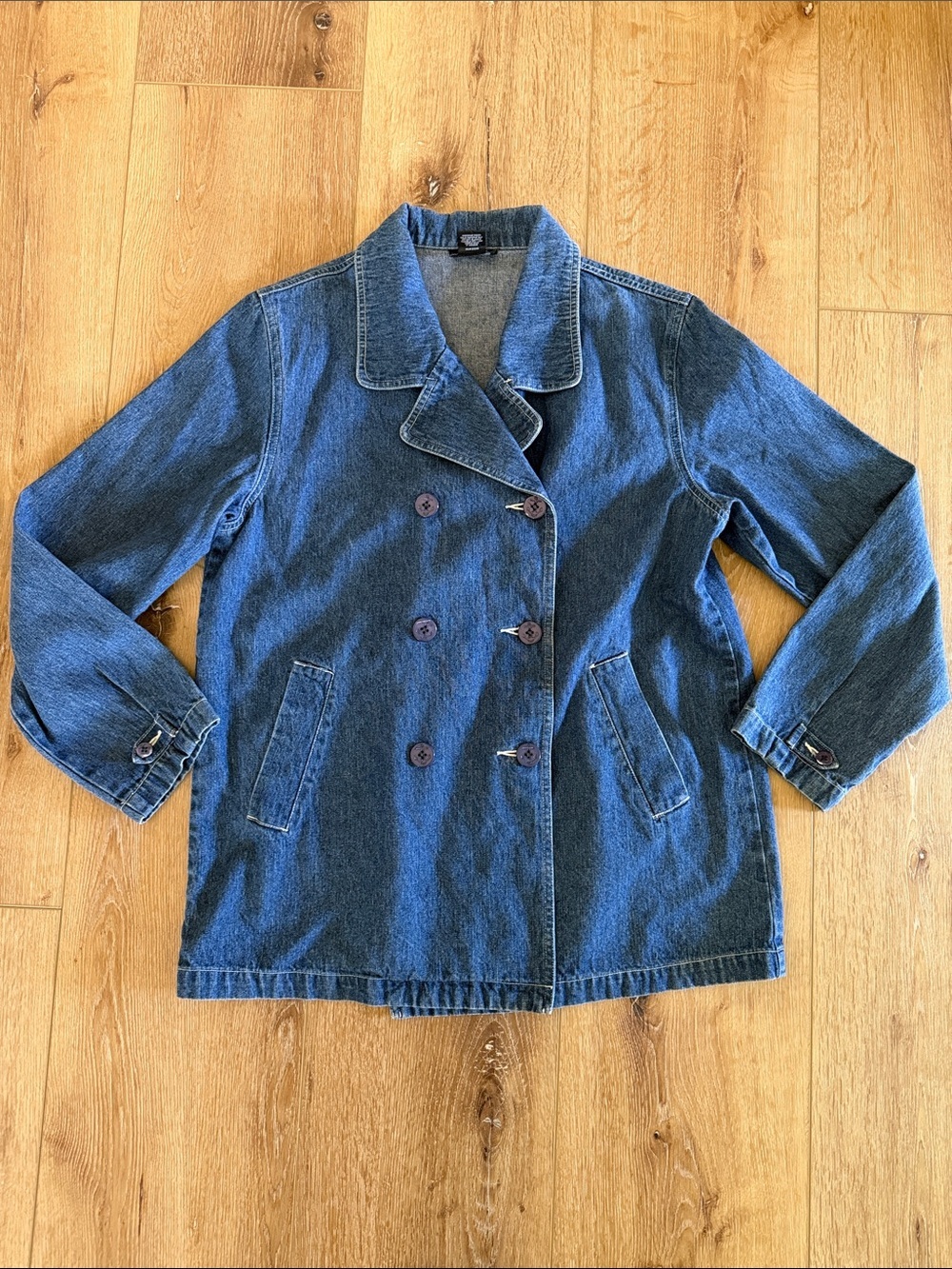 New York & Company | Double-Breasted Denim Jacket | Blue | Vintage | size M